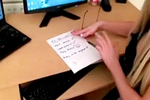 Horny blonde TS watches porn and strokes