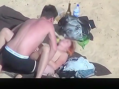Horny couple fucking in the beach