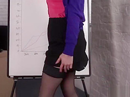 Horny redhead theacher takes off her panties