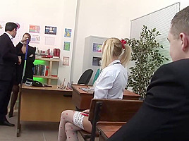 Horny teacher is fucking her student 18+ after school and sometimes even having threesomes, just for fun