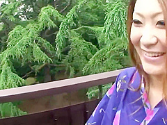 Hot geisha in uniform sucks cock in the toilets