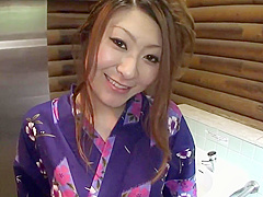 Hot geisha in uniform sucks cock in the toilets