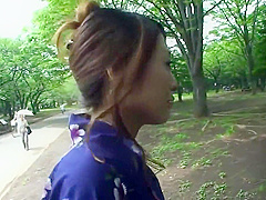 Hot geisha in uniform sucks cock in the toilets