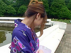 Hot geisha in uniform sucks cock in the toilets