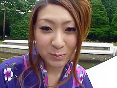 Hot geisha in uniform sucks cock in the toilets