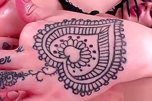 Hot shemale brunette Vixxen uses dildo and masturbates
