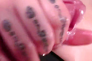 Hot shemale brunette Vixxen uses dildo and masturbates