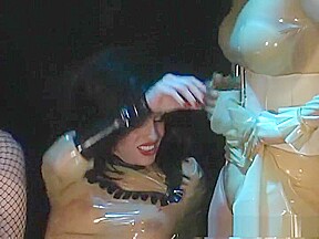 Hottest pornstars Anastasia Pierce and Jean Bardot in exotic fishnet, strapon adult scene