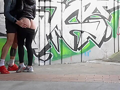 I Met A Hot Runner Girl In Dark Underpass And Sprayed Her Ass With Cum