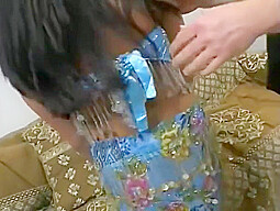 Indian Beauty In Blue Sari Rani Khan Is Fond Of Cleaning Some Hard Pipes
