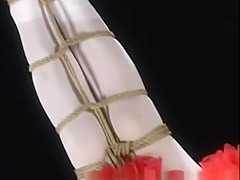 Japanese babe gets tied up and fucked in the mouth and gets bukka
