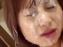 Japanese bukkake cum-in-mouth uncensored