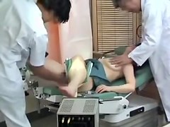 Japanese whore fucks two gynecologists at their office