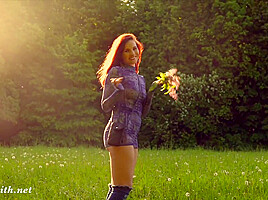 Jeny Smith  Long Summer Walk  Naked in forest