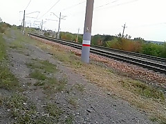 Jerking off near railroad