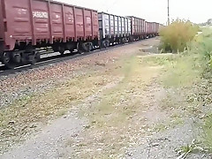 Jerking off near railroad