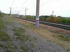 Jerking off near railroad