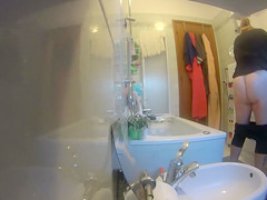 Jerking off to my sexy showering wife