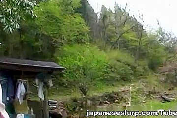 Kokomi Naruse hot outdoor blowjob with cum in her mouth