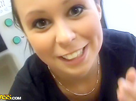 Krystinka in amateur sex video shows a gal giving a hot blowjob