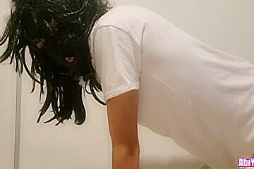 Ladyboy Kitty In Sissy Kitty Wanking Her Cock And Using A Diaper