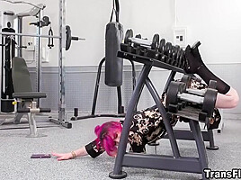 Lena Moon - This Tranny Gym Scene Is So Fucking Silly Yet Hot As Fuck!