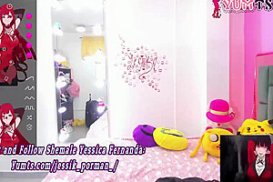 Long Black Haired Latina Trans Cutie With Tattoos Wanks Hard On Webcam