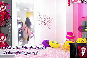 Long Black Haired Latina Trans Cutie With Tattoos Wanks Hard On Webcam