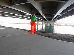 Longpussy Sheer Orange Skirt Tight Green Tee Heavy Piercings With Lights  Happy Fall!