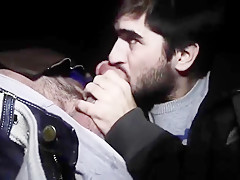 Lucky handsome young guy fucked by two massive cocks