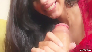Lusty brunette Angel Del Rey sucks and rides hard tool