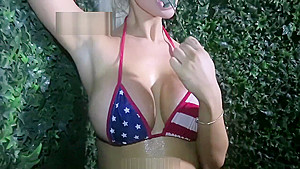 Macy Leigh Blonde British Babe Teasing With Her Fake Tits