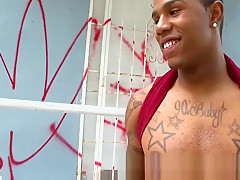 Magic mouth and tight anal of black homo gangbanged by white dick
