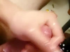 Man jerks off wearing cock ring cums twice