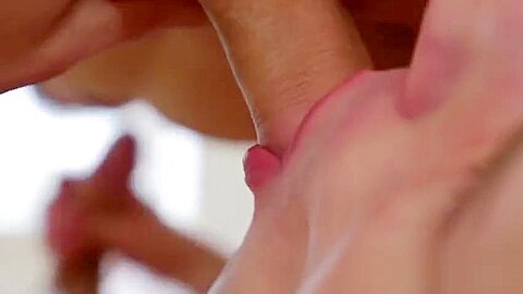 Massaged cutie takes dick and jerks himself off as he moans