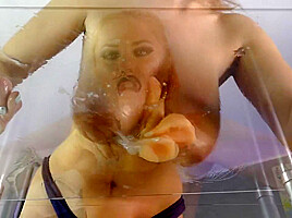 Messy Gagging Blowjob On Glass Table - Alexsis Faye