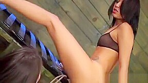 Mistress Guides Thick Strapon Into A Slave Girls Wet Slit