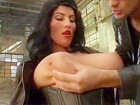 Monster saggy tits biker chick assfucked leather stockings