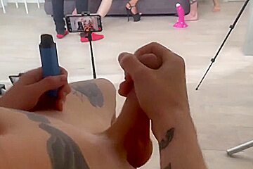 My Friend Decides To Jerk Off While I Film 4 Guys Fucking A Hot Titted Blonde