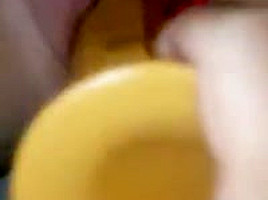 My gf cums and creams over thick dildo