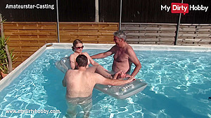 MyDirtyHobby - Busty teen 18+ gangbanged by old guys at the pool