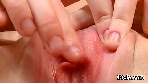 Natural Kitten Is Gaping Narrow Snatch In Close Up And