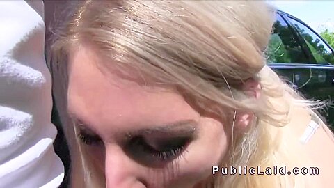 Natural Tits Blonde Bangs Outdoor Pov