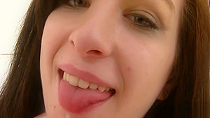 Natural cutie is gaping wet pussy in close range and having orgasm