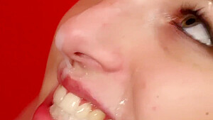 Naughty Honey Gets Cumshot On Her Face Swallowing All T