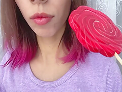 Naughty Stepsister Sucks A Lollipop And Show Her Long Hot Sexy Tongue