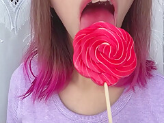 Naughty Stepsister Sucks A Lollipop And Show Her Long Hot Sexy Tongue