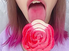 Naughty Stepsister Sucks A Lollipop And Show Her Long Hot Sexy Tongue