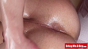 Naughty young Joel oiled up for anal play by Step daddy masseur