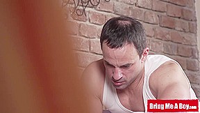 Naughty young Joel oiled up for anal play by Step daddy masseur